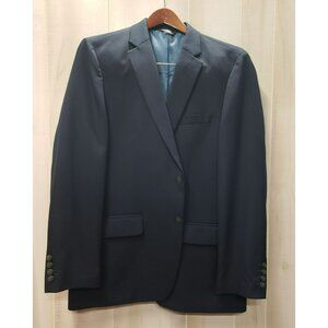 Haggar Active Series Blazer 42R Navy Tailored Fit Polyester Blend Double Vent